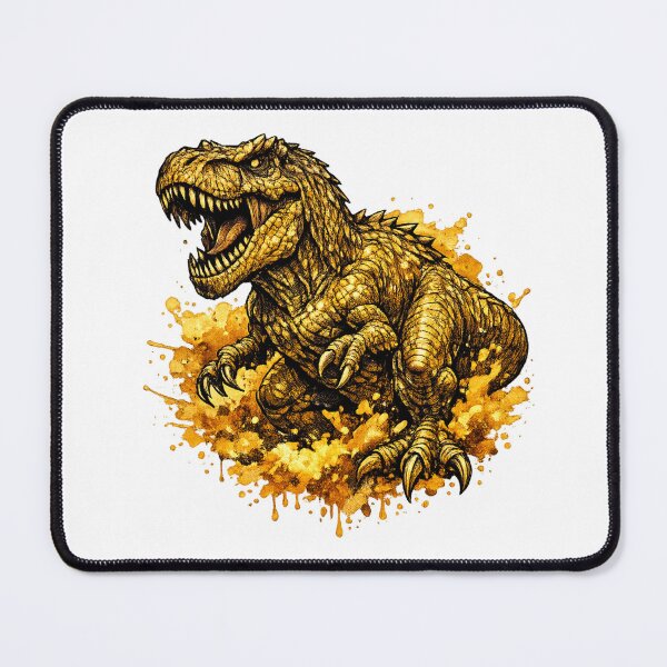 Item preview, Golden Inferno T-Rex – Fantasy Tattoo Style Watercolor Blackwork Dinosaur Illustration designed and sold by MolinezjArt.