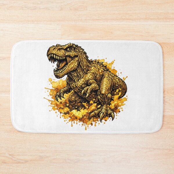 Item preview, Golden Inferno T-Rex – Fantasy Tattoo Style Watercolor Blackwork Dinosaur Illustration designed and sold by MolinezjArt.