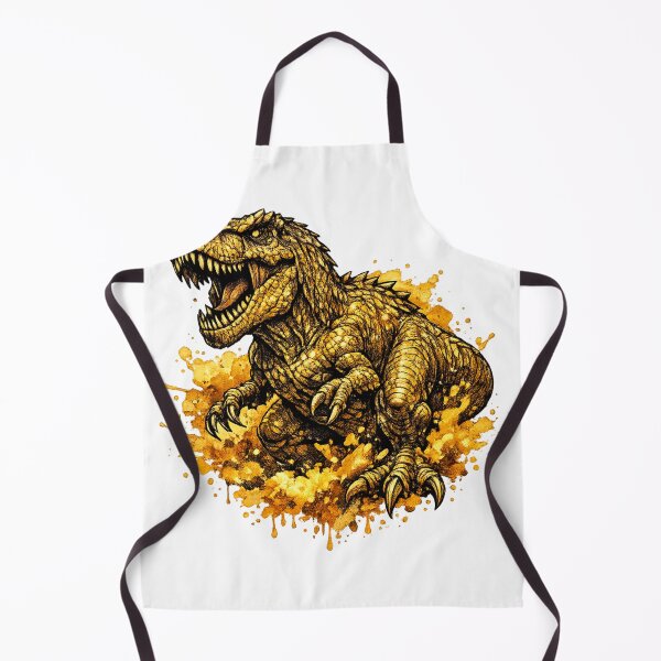Item preview, Golden Inferno T-Rex – Fantasy Tattoo Style Watercolor Blackwork Dinosaur Illustration designed and sold by MolinezjArt.