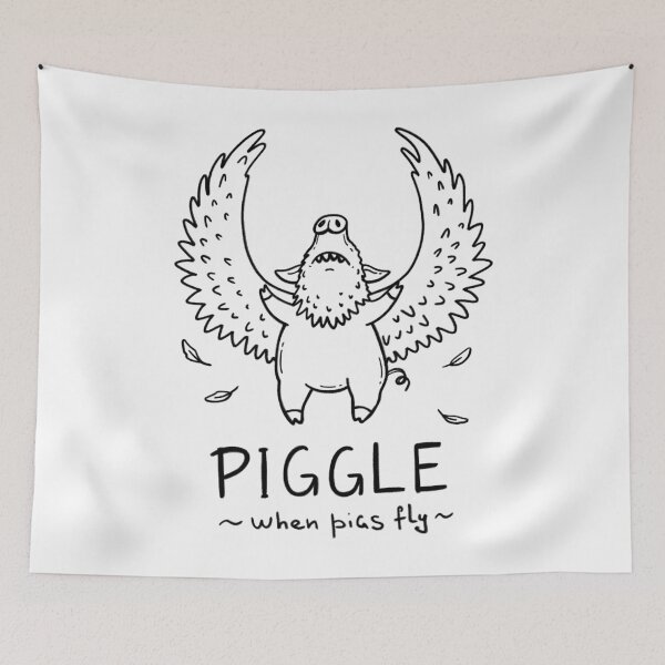 Item preview, Piggle | Minimal Line Art T-Shirt | Funny Flying Pig Eagle Drawing designed and sold by Aida Drogan.