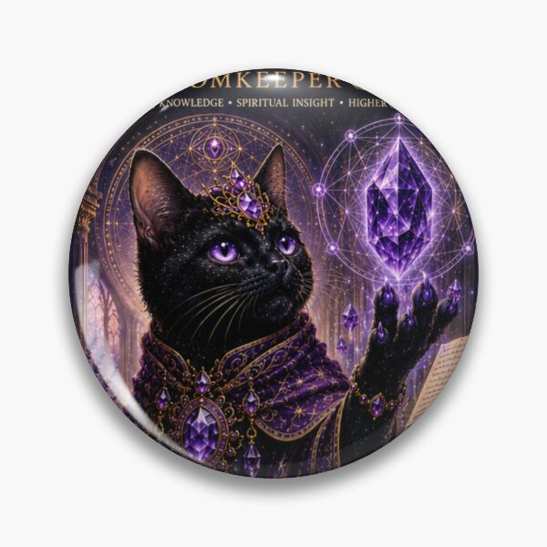 Item preview, Amethyst Wisdomkeeper Cat Celestial Guardian Collection No 02 Black Cat Fantasy Art designed and sold by Mindworx21.