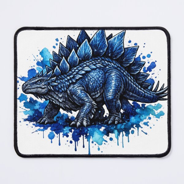 Item preview, Majestic Blue Stegosaurus – Fantasy Tattoo Watercolor Dino Art designed and sold by MolinezjArt.