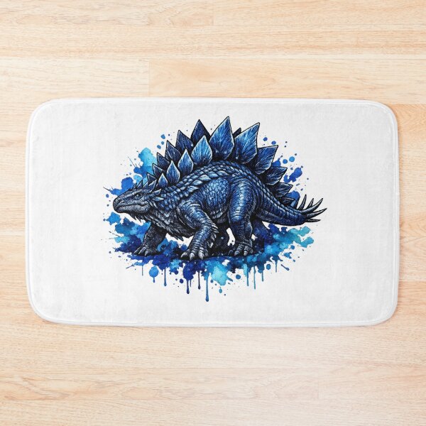 Item preview, Majestic Blue Stegosaurus – Fantasy Tattoo Watercolor Dino Art designed and sold by MolinezjArt.