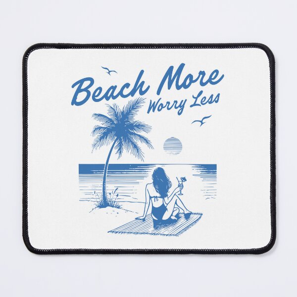 Item preview, Beach More Worry Less – Retro Blue Beach Vibes Design designed and sold by Canvas-Whispers.