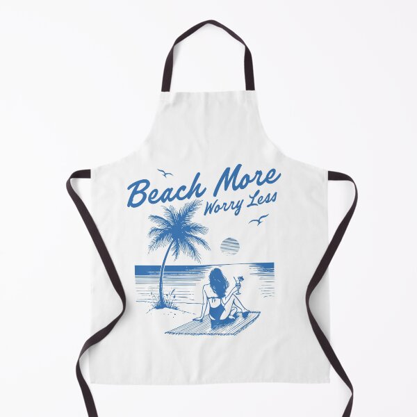 Item preview, Beach More Worry Less – Retro Blue Beach Vibes Design designed and sold by Canvas-Whispers.