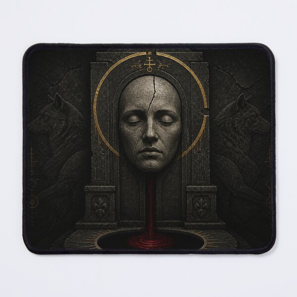 Item preview,  Stone Funerary Mask in Crimson Silence designed and sold by GeoWhimsy Studio.