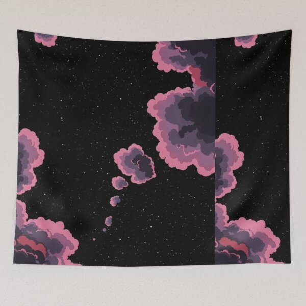 Item preview, Pastel pink and black anime space kawai planets with stars designed and sold by cocomelon168.