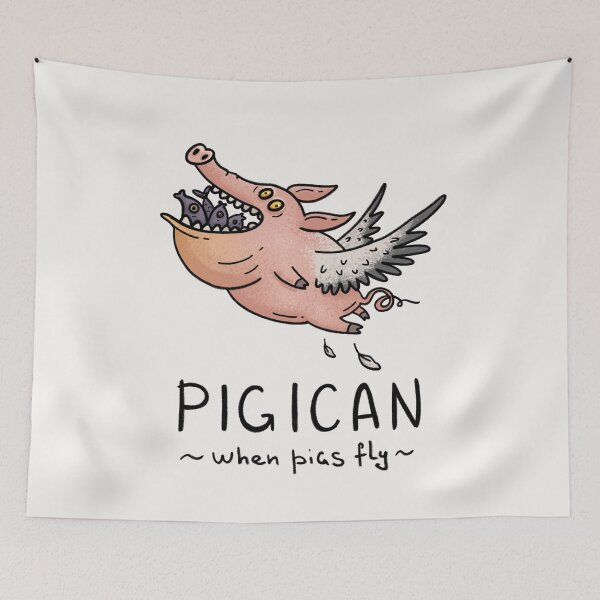 Item preview, Pigican | Funny Flying Pig Pelican Mashup | When Pigs Fly Cartoon Animal designed and sold by Aida Drogan.