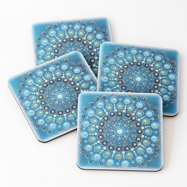 Item preview, Ocean Whisper - Turquoise and Gold Dot Art Mandala designed and sold by www.mojamalamandala.si.