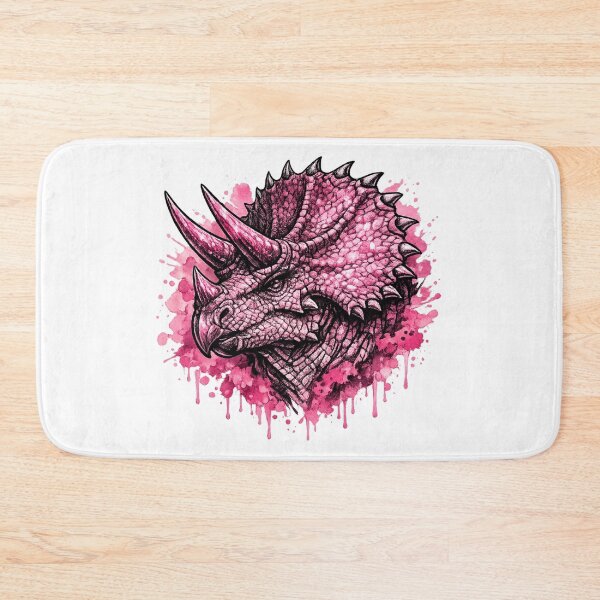 Item preview, Mystic Pink Triceratops – Fantasy Tattoo Watercolor Dinosaur Illustration designed and sold by MolinezjArt.