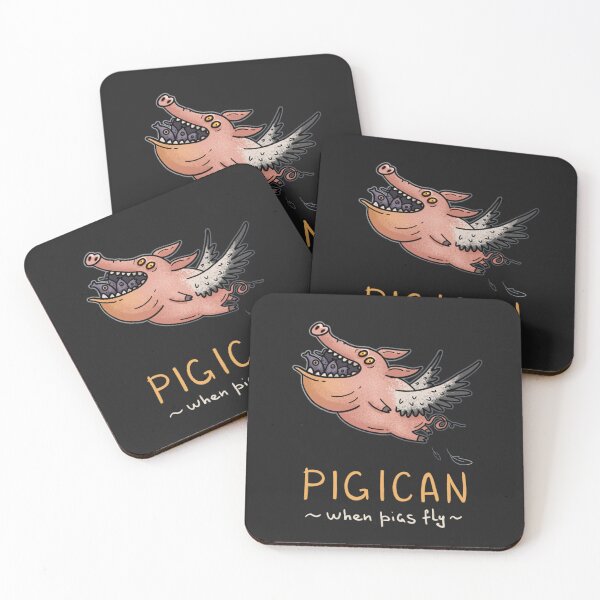 Item preview, Pigican Dark Edition | Flying Pig Pelican Fantasy Creature | Funny Animal Pun designed and sold by Aida Drogan.