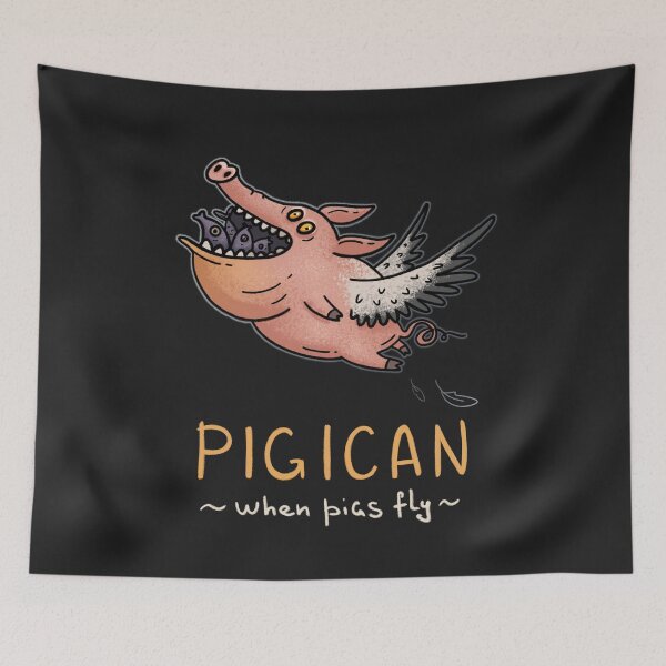 Item preview, Pigican Dark Edition | Flying Pig Pelican Fantasy Creature | Funny Animal Pun designed and sold by Aida Drogan.