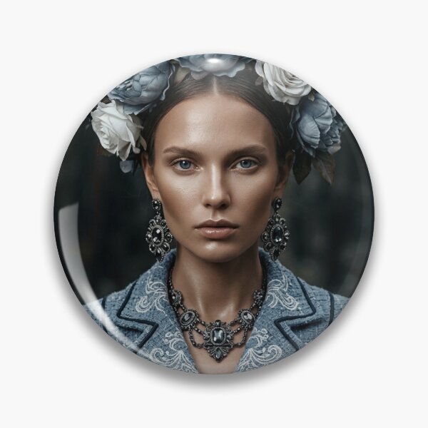 Item preview, Elegant Woman with Slate Blue Floral Crown designed and sold by marianka91.