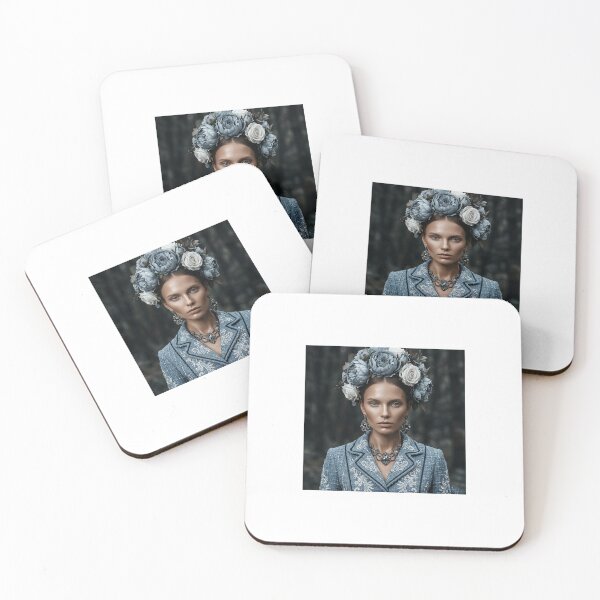 Item preview, Elegant Woman with Slate Blue Floral Crown designed and sold by marianka91.