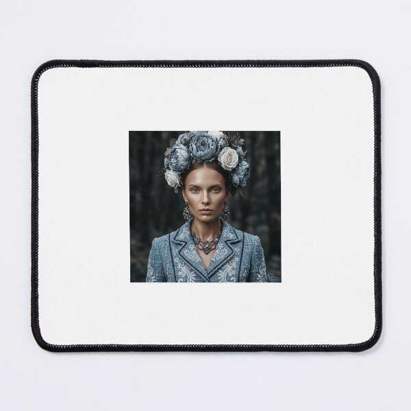 Item preview, Elegant Woman with Slate Blue Floral Crown designed and sold by marianka91.
