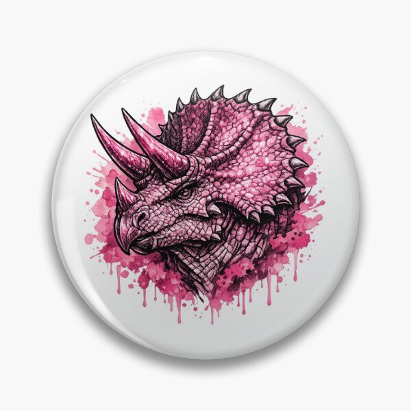 Item preview, Part 2 Mystic Pink Triceratops – Fantasy Tattoo Watercolor Dinosaur Illustration designed and sold by MolinezjArt.