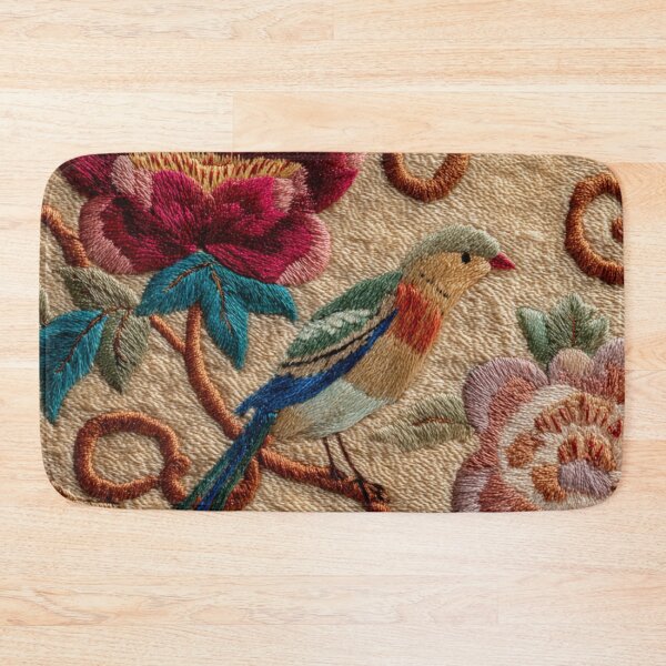Item preview, Luxury Chinese Oriental Silk Embroidery Floral Bird Carpet designed and sold by GrinGalore.
