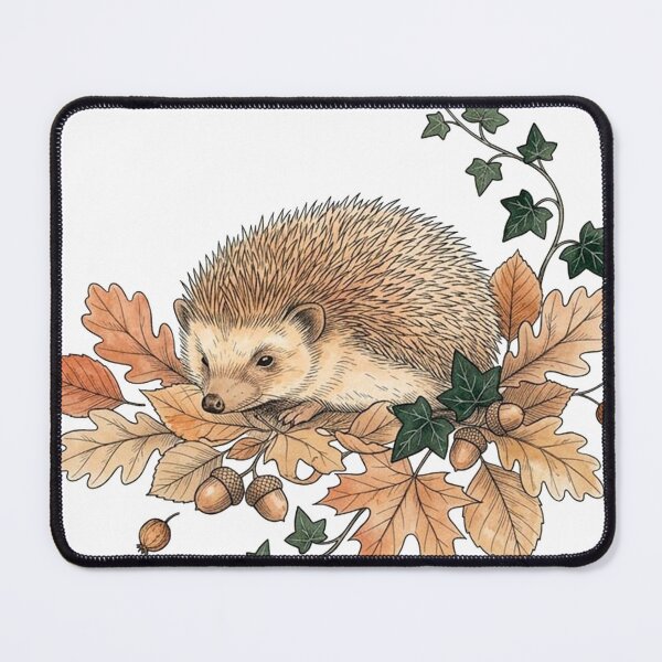 Item preview, Autumn Hedgehog – Cozy Fall Botanical Wildlife Illustration Art Print & Sticker designed and sold by Breezy Studio.