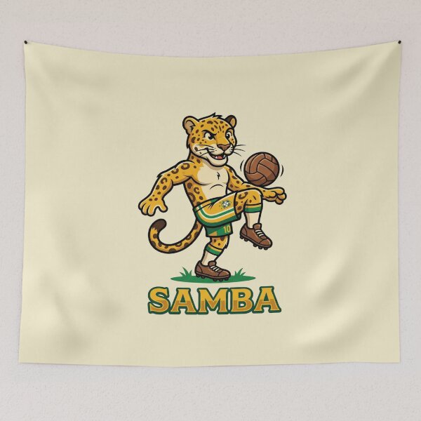 Item preview, Vintage Brazilian Football Fan Golden Jaguar Shirt designed and sold by Mr-wow.