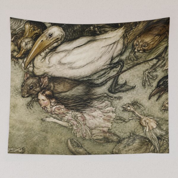 Aperçu de l'œuvre Mer de larmes par Arthur Rackham - Illustration vintage de créature fantastique pour collectionneurs de contes de fées sombres créée et vendue par RickE.