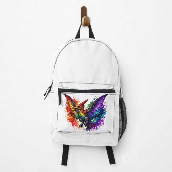 Item preview, Rainbow Pterodactyl Tattoo Art, Fantasy Pride Dinosaur Illustration, Gothic Rainbow Winged Creature designed and sold by MolinezjArt.
