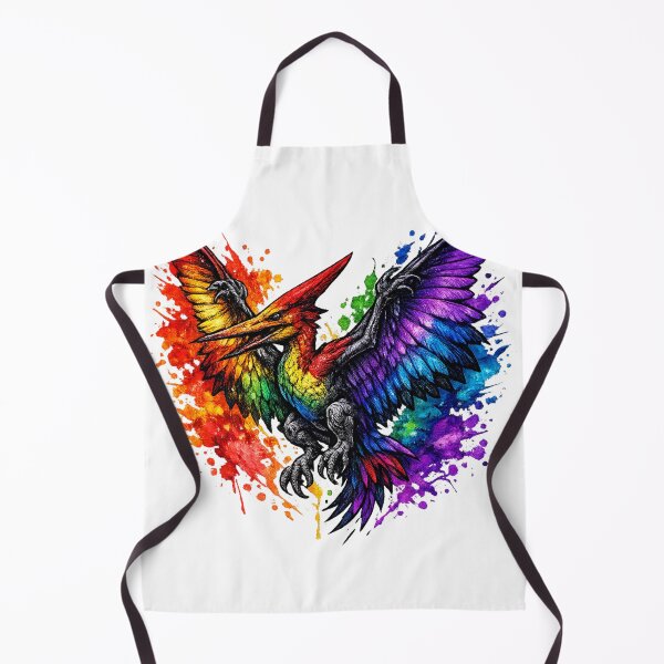 Item preview, Rainbow Pterodactyl Tattoo Art, Fantasy Pride Dinosaur Illustration, Gothic Rainbow Winged Creature designed and sold by MolinezjArt.