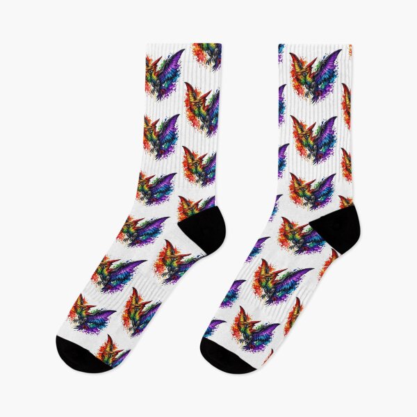 Item preview, Rainbow Pterodactyl Tattoo Art, Fantasy Pride Dinosaur Illustration, Gothic Rainbow Winged Creature designed and sold by MolinezjArt.