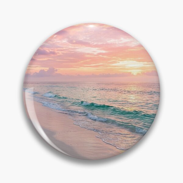 Item preview, Tropical Sunset Beach Paradise – Pink Sky, Turquoise Ocean & Coastal Waves designed and sold by SOUFIANE1991.