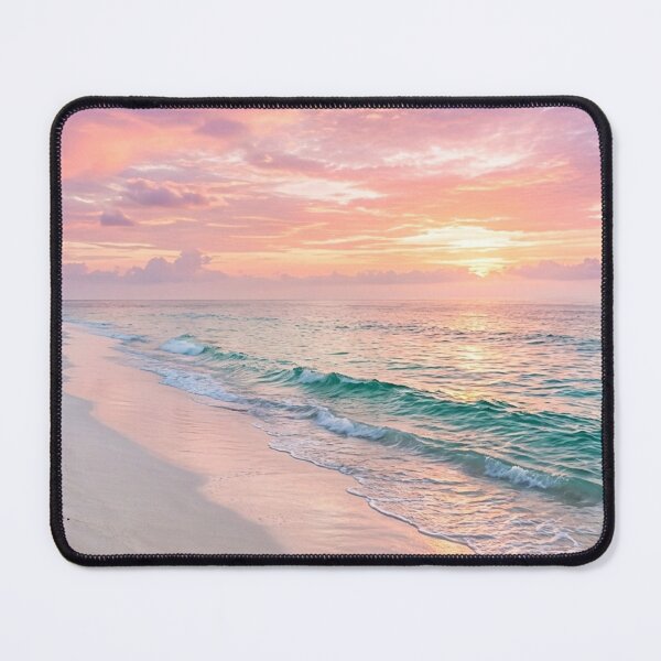 Item preview, Tropical Sunset Beach Paradise – Pink Sky, Turquoise Ocean & Coastal Waves designed and sold by SOUFIANE1991.
