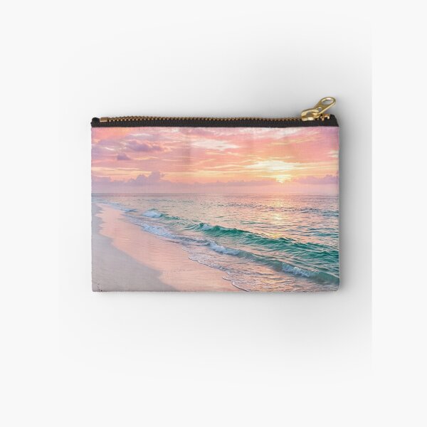 Item preview, Tropical Sunset Beach Paradise – Pink Sky, Turquoise Ocean & Coastal Waves designed and sold by SOUFIANE1991.