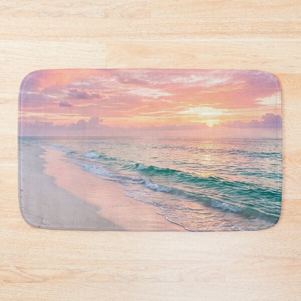 Item preview, Tropical Sunset Beach Paradise – Pink Sky, Turquoise Ocean & Coastal Waves designed and sold by SOUFIANE1991.
