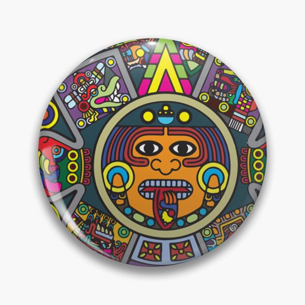 Item preview, Colorful Aztec Sun Stone Calendar with Ancient Symbolic Detail designed and sold by Analog Aura .