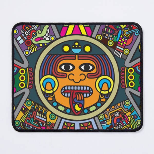 Item preview, Colorful Aztec Sun Stone Calendar with Ancient Symbolic Detail designed and sold by Analog Aura .