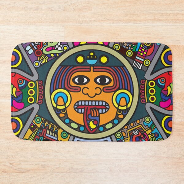 Item preview, Colorful Aztec Sun Stone Calendar with Ancient Symbolic Detail designed and sold by Analog Aura .