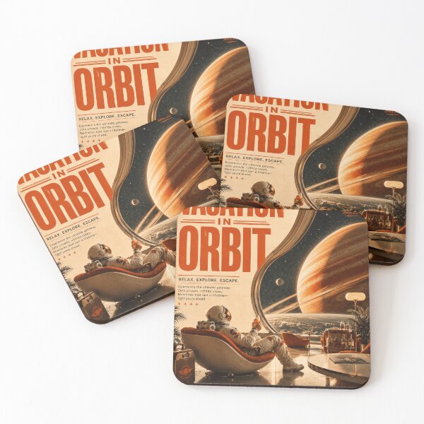 Item preview, Vacation In Orbit – Retro Futuristic Space Travel Poster designed and sold by Watchyyy.