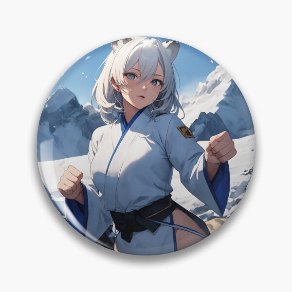 Item preview, Snow Leopard Anime Fighter Girl in Traditional Outfit designed and sold by iloveanimechibi.