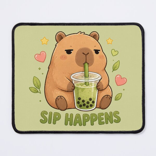 Item preview, Sip Happens Capybara Matcha Boba Tea designed and sold by StillWildink.