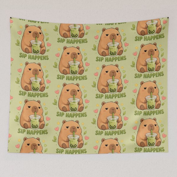 Item preview, Sip Happens Capybara Matcha Boba Tea designed and sold by StillWildink.