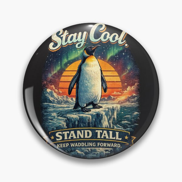 Item preview, Stay Cool Stand Tall Penguin Inspirational Retro Design designed and sold by MedRoh.