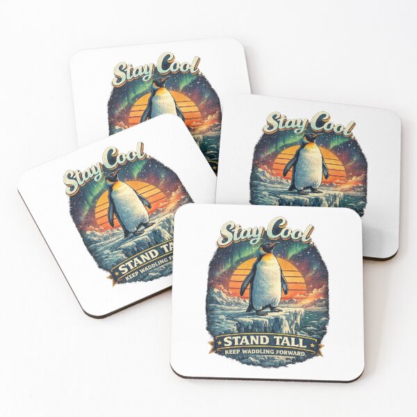 Item preview, Stay Cool Stand Tall Penguin Inspirational Retro Design designed and sold by MedRoh.