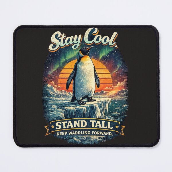 Item preview, Stay Cool Stand Tall Penguin Inspirational Retro Design designed and sold by MedRoh.