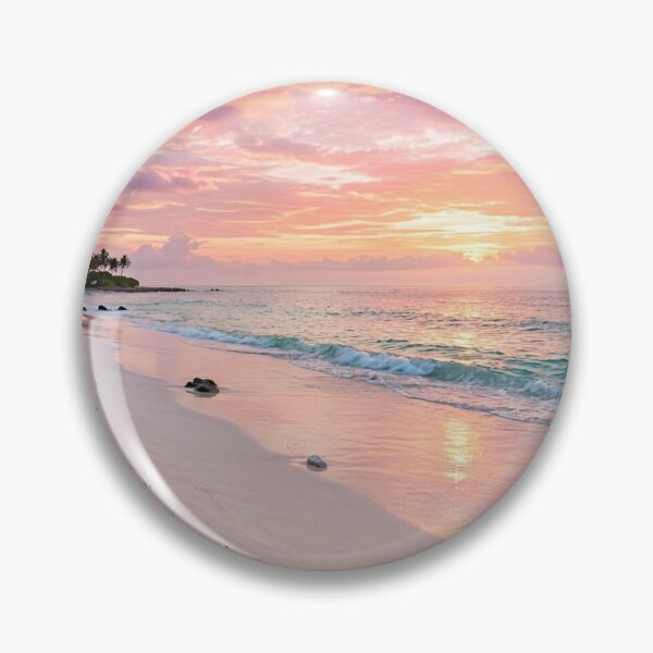 Item preview, Tropical Sunset Beach Paradise – Pink Sky, Turquoise Ocean & Coastal Waves designed and sold by SOUFIANE1991.