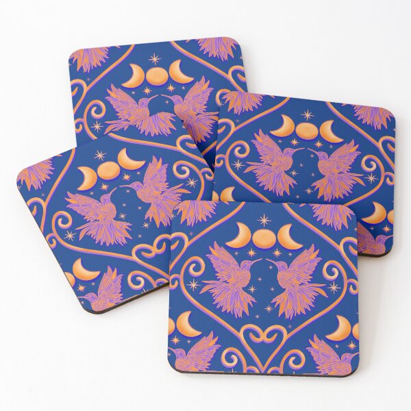 Item preview, Stained Glass Hummingbird Celestial Orange & Blue designed and sold by Lacey Stonesifer.