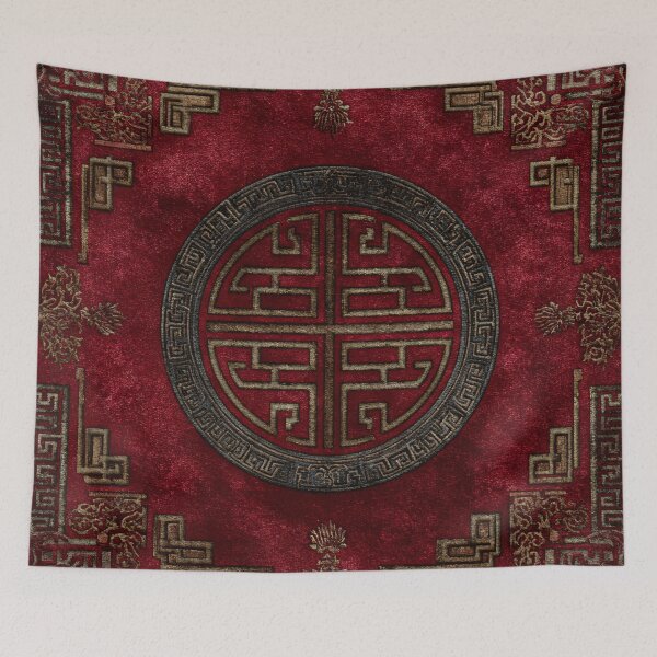 Item preview, Antique Chinese Red Silk Rug with Ornament designed and sold by GrinGalore.