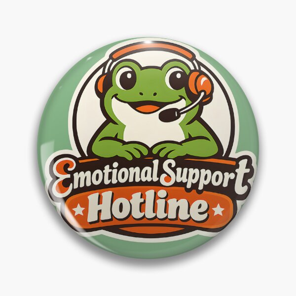 Item preview, Frog Emotional Support Hotline  Retro 1970s Funny Frog Customer Service Sticker  Cute Nostalgic Parody Design designed and sold by  Artistry in Motion by MADsrecreation.