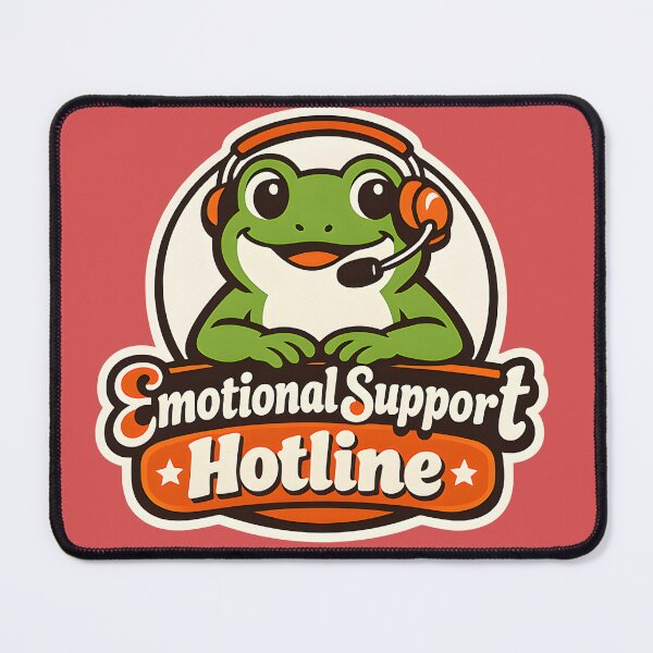Item preview, Frog Emotional Support Hotline  Retro 1970s Funny Frog Customer Service Sticker  Cute Nostalgic Parody Design designed and sold by  Artistry in Motion by MADsrecreation.