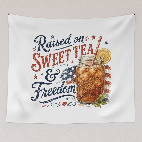 Item preview, Raised on Sweet Tea & Freedom | Patriotic Southern Tea Design designed and sold by Brainy Bites19.