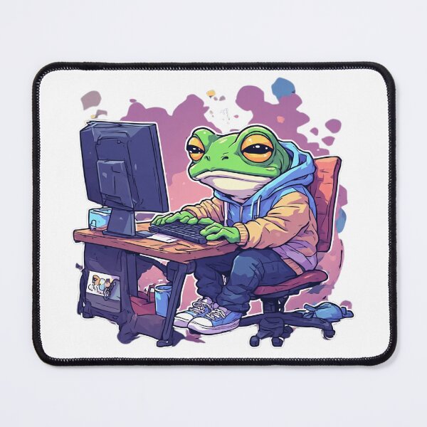 Item preview, Stressed Frog at the Computer | Deadline Mode Urban Cartoon designed and sold by Aesthicer.