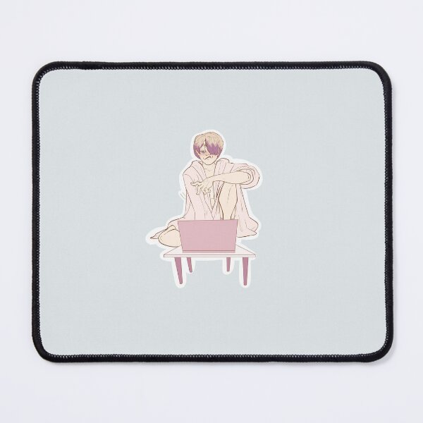 Item preview, Blushing Woman Smiles at Her Laptop designed and sold by Obelis.