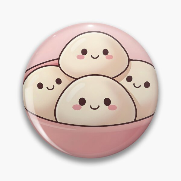 Item preview, Cute Kawaii Dumplings in Bowl – Pastel Pink Squishy Food Friends designed and sold by EmeraldeaArt.